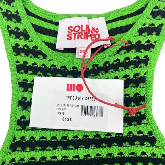Solid & Striped Sia Green Black Mini Dress Womens Size XS - Picture 4 of 6